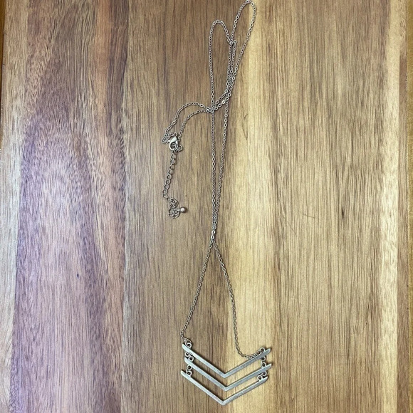 BP. (Nordstrom) Chevron Pendant Necklace, Gold Tone - Picture 2 of 3